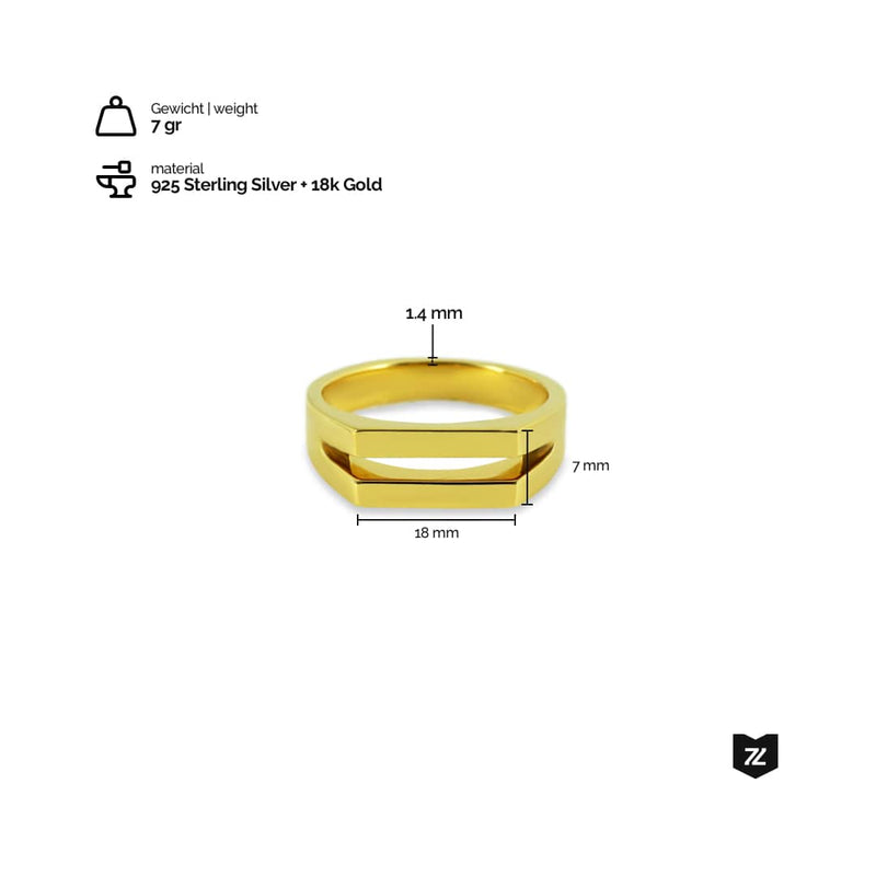 Handgefertigter Ring aus 925 Sterling Silber mit 18k Gold Vergoldung Gewicht 7 Gramm stilvoll minimalistisch elegant Sprezzi Fashion