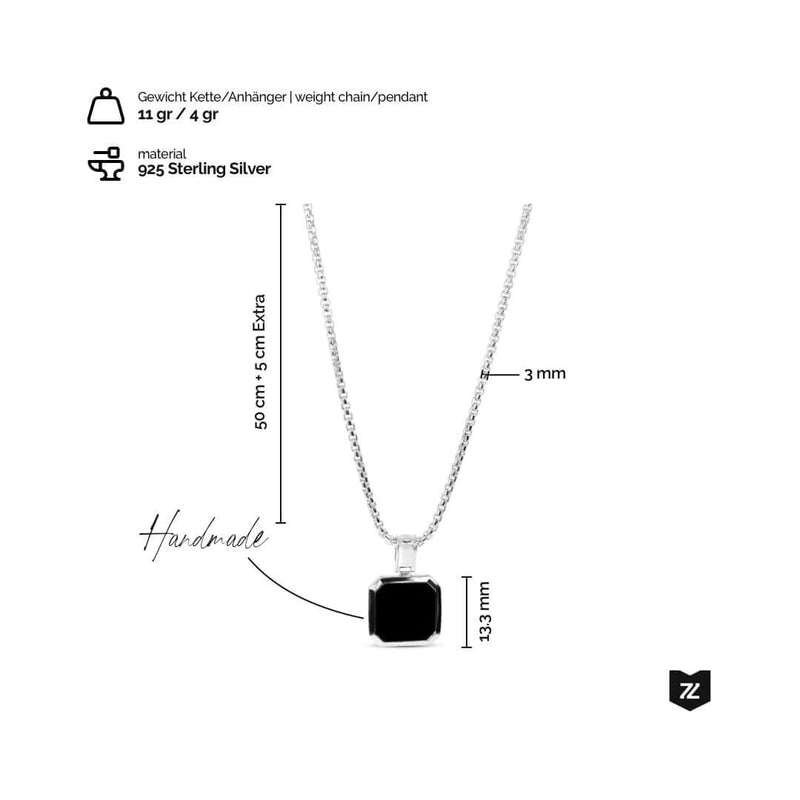 925 Silber Halskette Onyx II handgefertigt Kette 11 Gramm Anhänger 4 Gramm robust elegant minimalistisch ideal als Geschenk Sprezzi Fashion