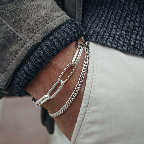 Stilvolles Herren Armband im Paperclip Design aus hochwertigem 925 Sterling Silber Sprezzi Fashion