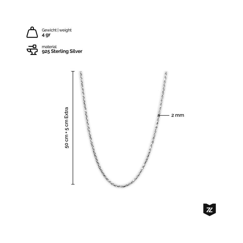 925 Sterling Silber Rope Kette handgefertigt mit einem Gewicht von 4 Gramm robust minimalistisch und stilvoll Sprezzi Fashion