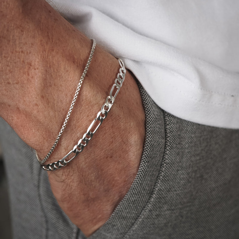 Silber Box Armband für Männer aus 925 Sterling Silver Sprezzi Fashion