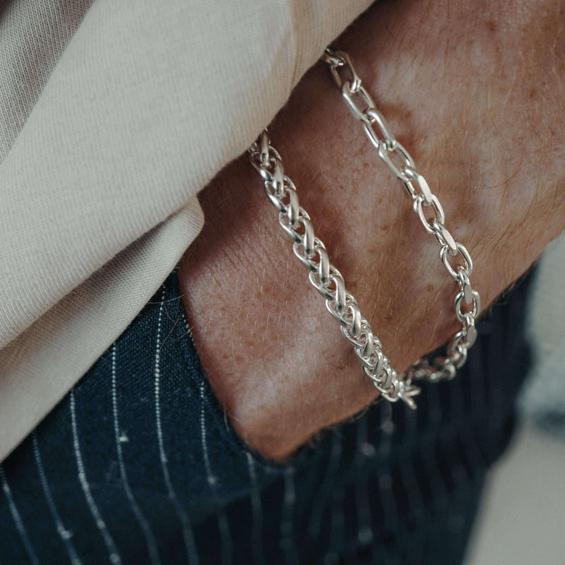 Herren Armband aus 925 Sterling Silver Weizen Stil Sprezzi Fashion