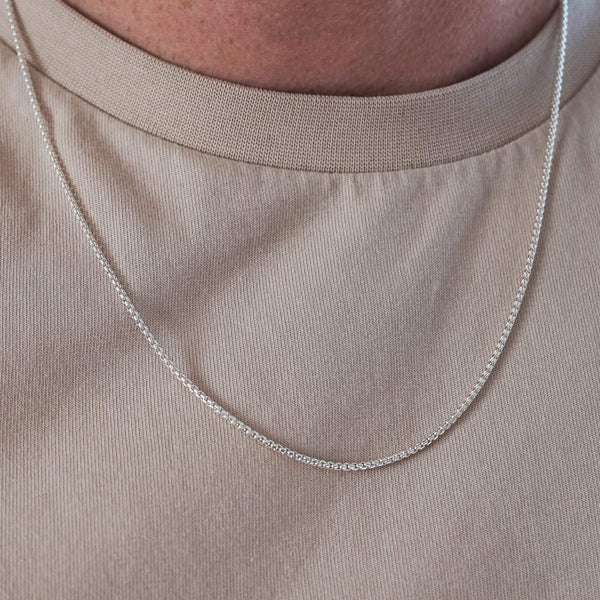 Männer Halskette mit feinen Box Gliedern aus 925 Silber Sprezzi Fashion