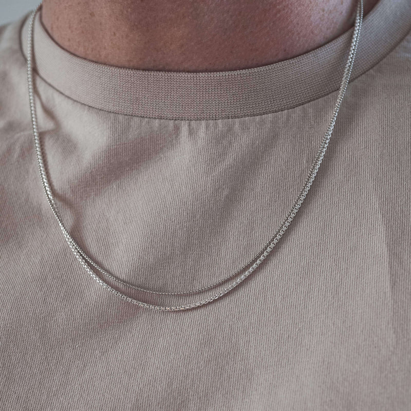 Männer Halskette mit feinen Box Gliedern aus 925 Silber Sprezzi Fashion