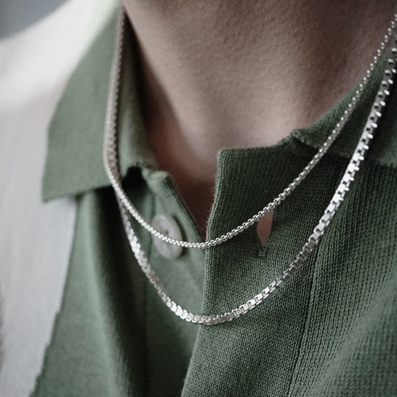 Sprezzi Fashion Moderne Herren Box Halskette aus 925 Silber