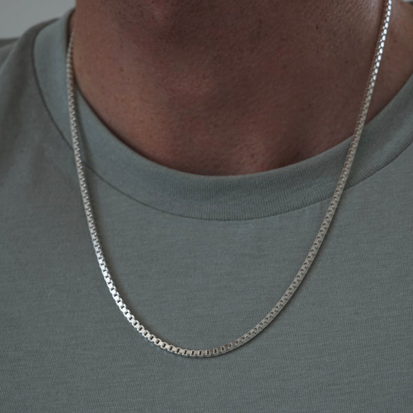 Sprezzi Fashion Moderne Herren Box Halskette aus 925 Silber