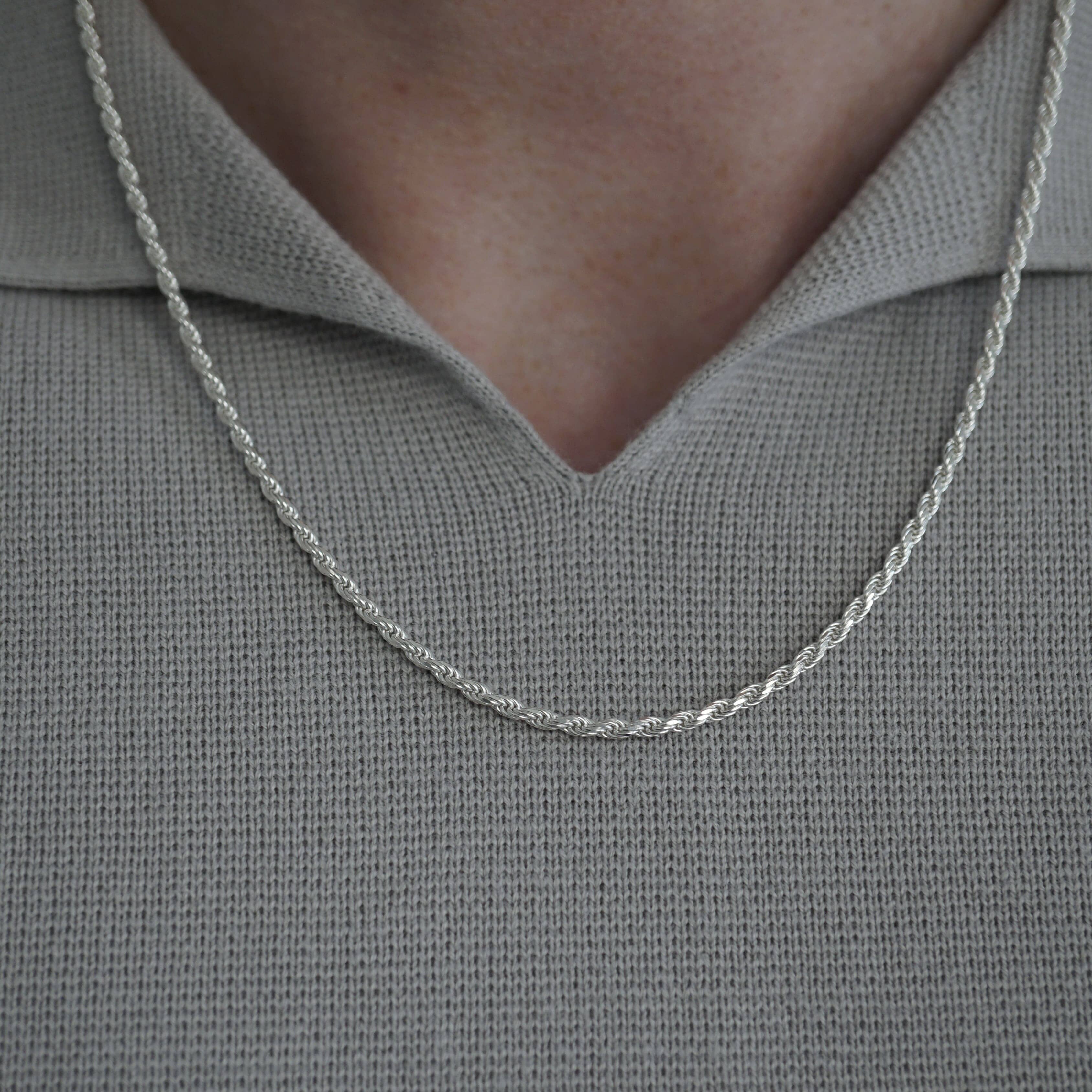 925 Sterling Silver Necklace for Men in Rope Style