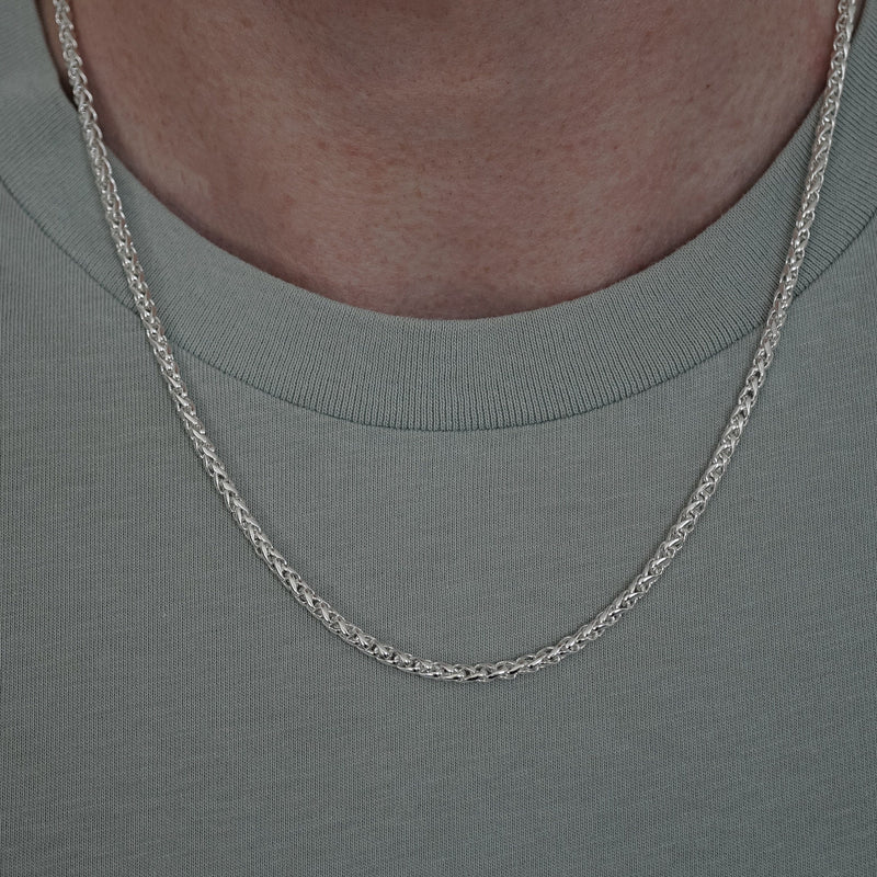 925 Sterling Silver Kette [Wheat] Halsketten Sprezzi Silver 925 Silber Silberkette Weizen Glieder
