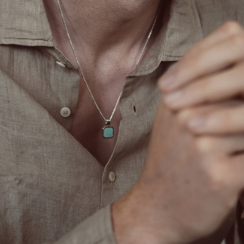 Men's Turquoise Cross Necklace - Cattle Kate