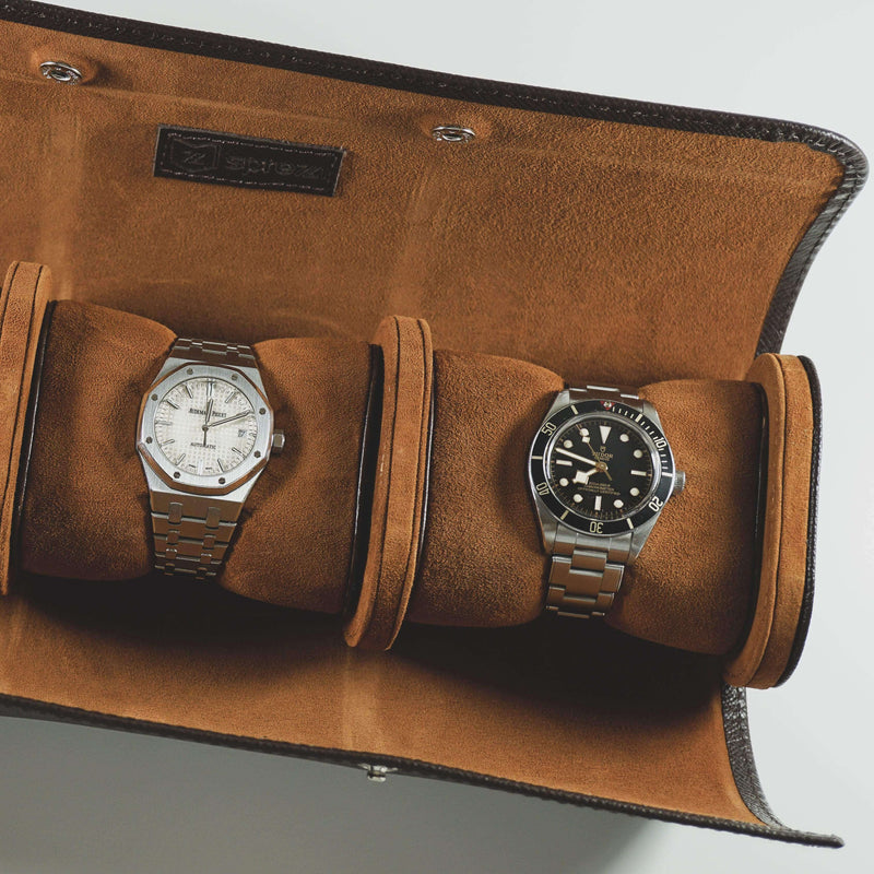 Braune Leder Uhrenbox für drei Uhren mit weicher Innenfläche schützt Uhren zuverlässig vor Kratzern und Staub Sprezzi Fashion