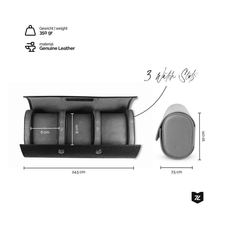 Braune Leder Uhrenrolle für drei Uhren aus echtem Leder mit edlem Design und stabilem 350 Gramm Gewicht ideal für stilvolle Aufbewahrung und Reisen Sprezzi Fashion