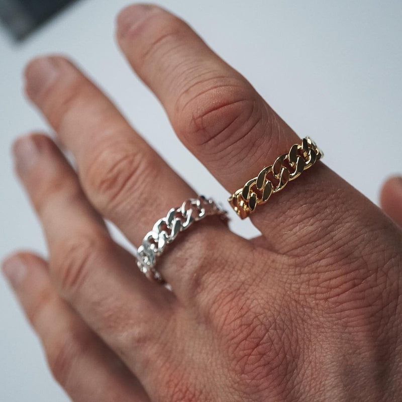 Exklusiver Chain Ring für Herren Silber 925 & Gold stylisch, modern und langlebig Sprezzi Fashion