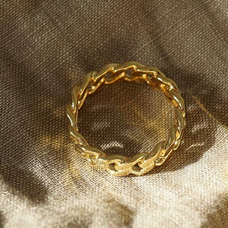 Handgefertigter Chain Ring aus Silber und Gold stilvoll, modern und exklusiv Sprezzi Fashion