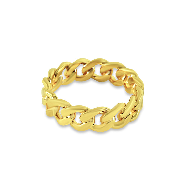 Luxuriöser Cuban Chain Ring für Herren 925 Sterling Silver & 18k Gold handgemachte Musterung Sprezzi Fashion