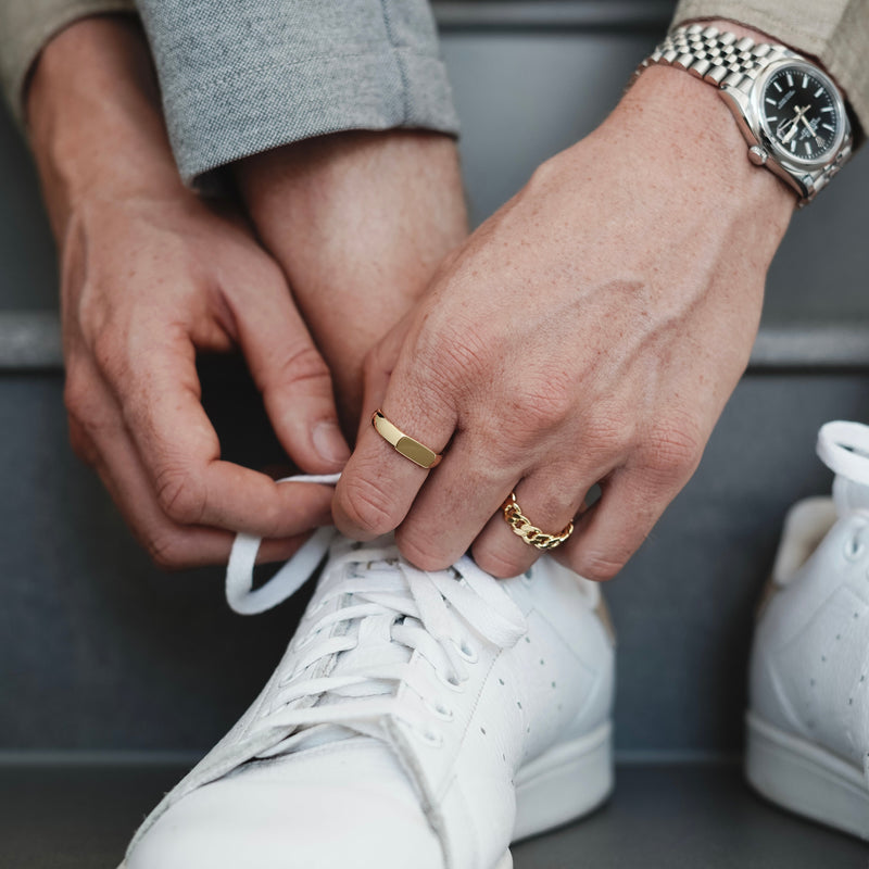 Luxuriöser Cuban Ring für Herren handgemachte Musterung aus Silber 925 & Gold stylisch und modern Sprezzi Fashion