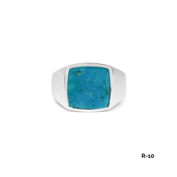 Eckiger Herren Siegelring mit echtem Türkis Naturstein gefertigt aus 925 Sterling Silber edles Design Sprezzi Fashion
