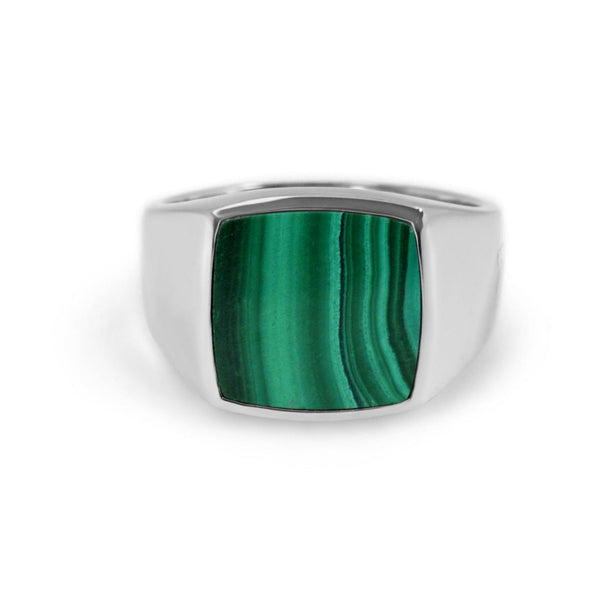 Eleganter Herren Siegelring mit grünem Malachit Stein aus 925 Sterling Silber, handgefertigt, exklusives Design Sprezzi Fashion