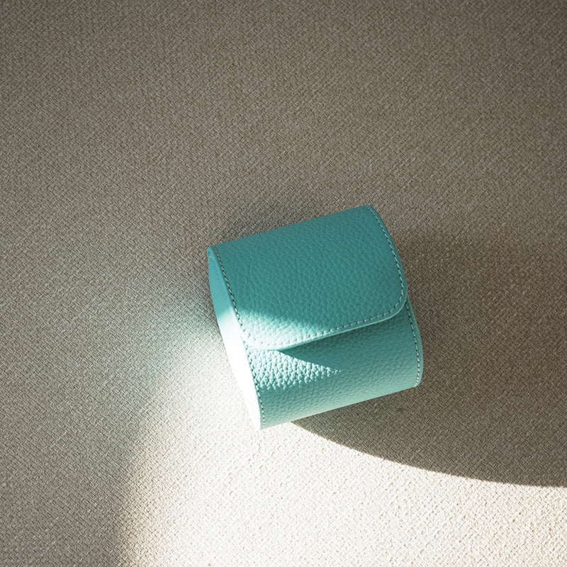 Exklusive handgefertigte Uhrenrolle aus türkis Leder geliefert in einer edlen Geschenkbox ideal als hochwertiges Geschenk Sprezzi Fashion