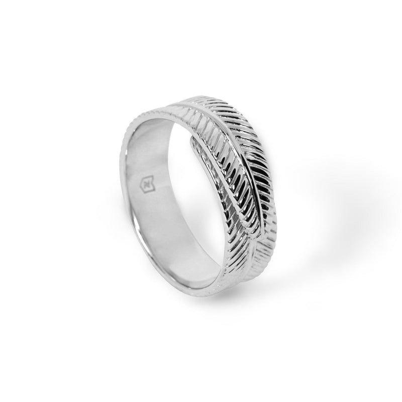 Moderner Herren Feder Ring aus 925 Sterling Silber verstellbar handgefertigt stilvolles Accessoire von Sprezzi Fashion