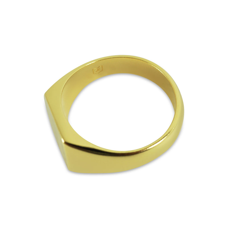 Luxuriöser minimalistischer goldener Siegelring mattiert Sprezzi Fashion
