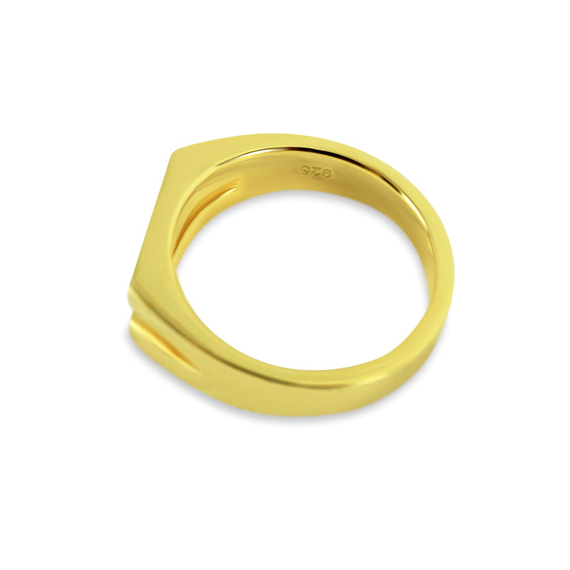 Gold Split Ring 18k aus 925 Sterling Silber handgefertigt minimalistisch eckig stilvoll modern fuer Herren Sprezzi Fashion
