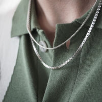 Halsketten Set 925 Silber Boxes mit elegantem Design und feinem Glanz fuer Herren Sprezzi Fashion