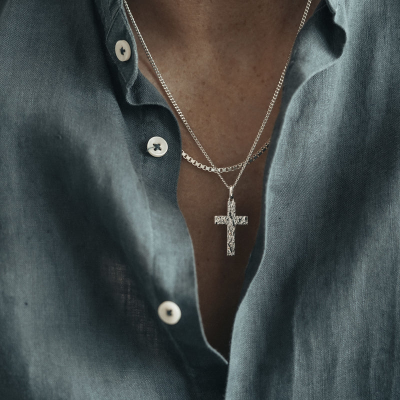 Halsketten Set Kreuz und Box aus 925 Sterling Silber fuer Herren minimalistisch und hochwertig Sprezzi Fashion