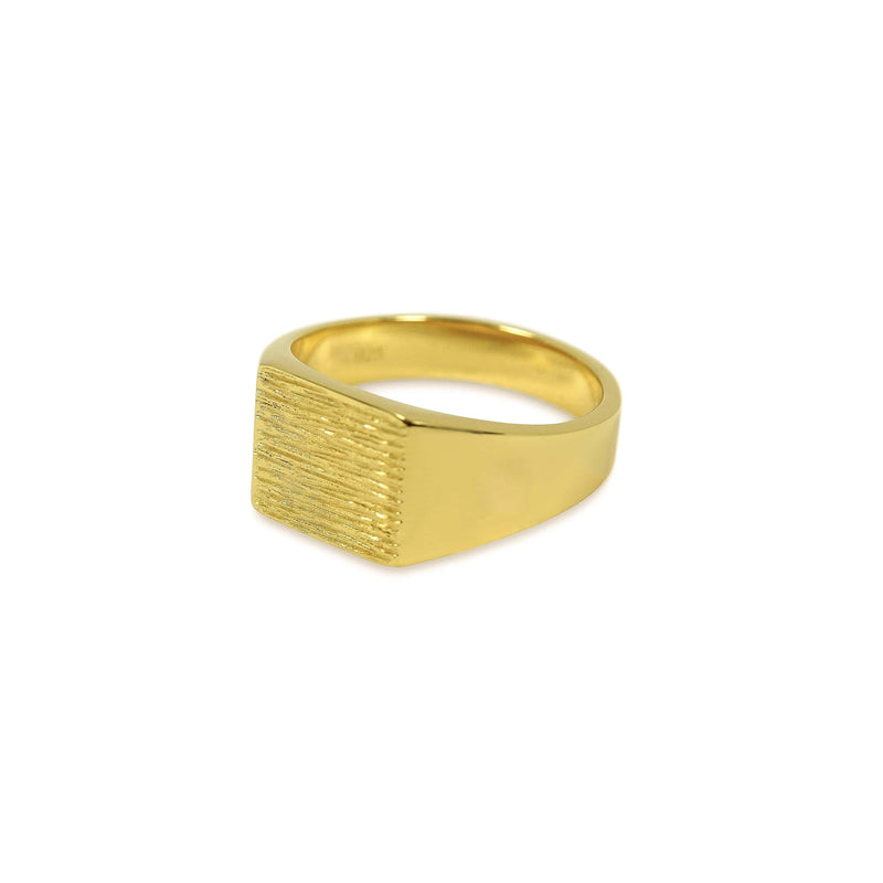 Handgefertigter 18K Goldring mit gravierter Raw Oberfläche Sprezzi Fashion