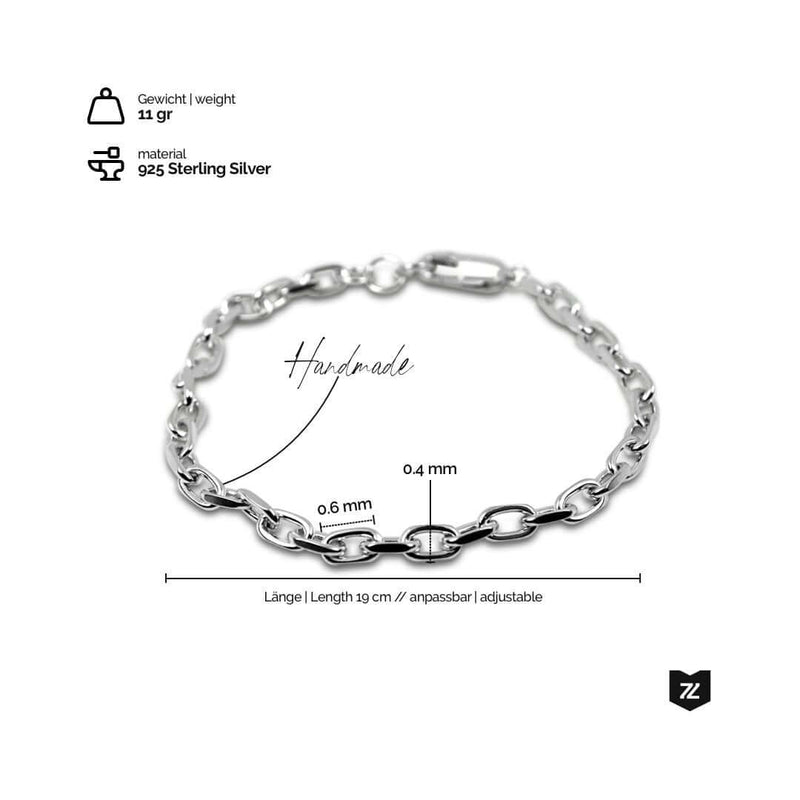 Handgefertigtes Toggle Armband aus 925 Sterling Silver mit einem Gewicht von 11 Gramm und edlem Glieder Design Sprezzi Fashion