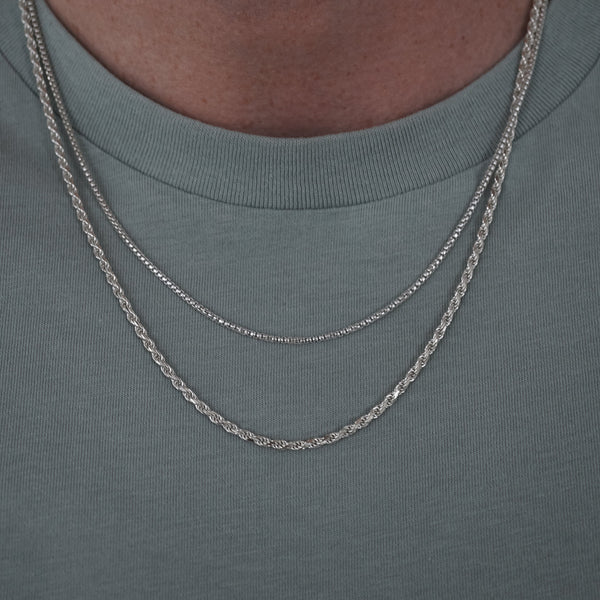 Handgemachte Rope Kette aus 925 Sterling Silber verstellbare Gesamtlänge robust und stilvoll fuer Alltag und Geschenk Sprezzi Fashion