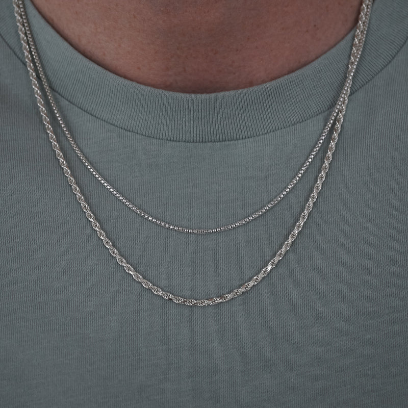 Handgemachte Rope Kette aus 925 Sterling Silber verstellbare Gesamtlänge robust und stilvoll fuer Alltag und Geschenk Sprezzi Fashion