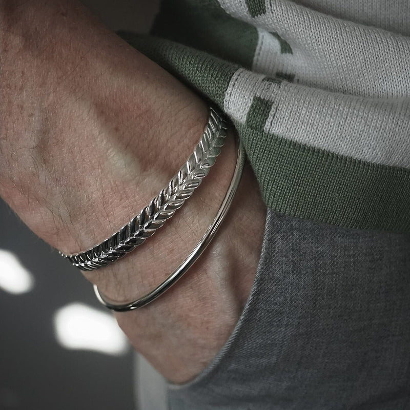 Exquisit handgemachter Silber Armreif Roman aus 925 Sterling Silber stilvolles Herrenaccessoire Sprezzi Fashion