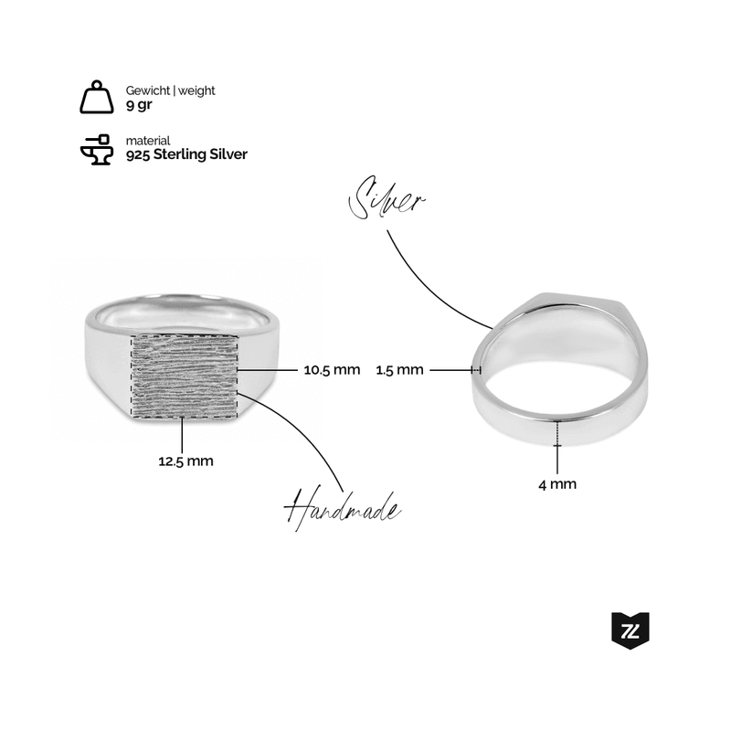 Handgefertigter Herrenring aus massivem 925 Sterling Silber mit 9 Gramm Gewicht – eleganter Silberschmuck für Herren von Sprezzi Fashion
