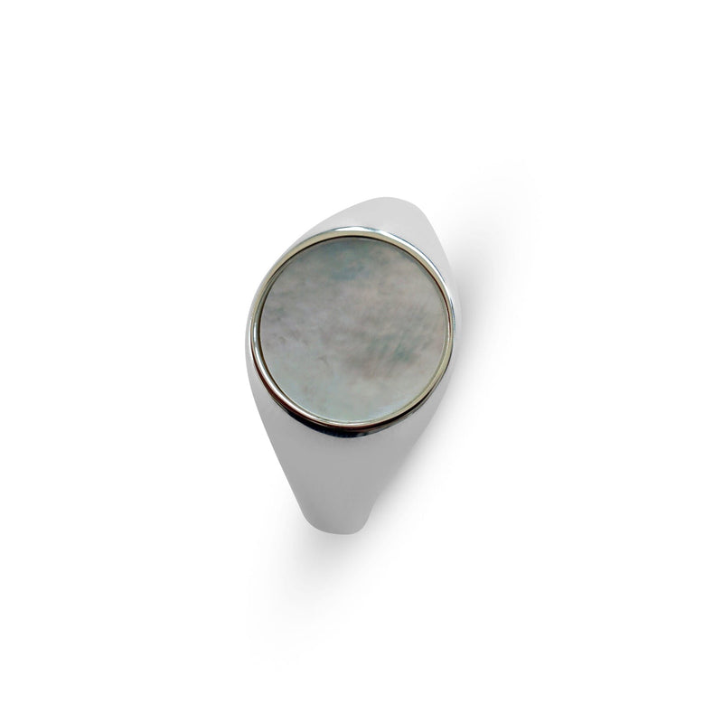 Handgemachter Sterling Silber Ring mit Mother-of-Pearl Oval Stein Hochwertige Fertigung Glänzender Look Sprezzi Fashion