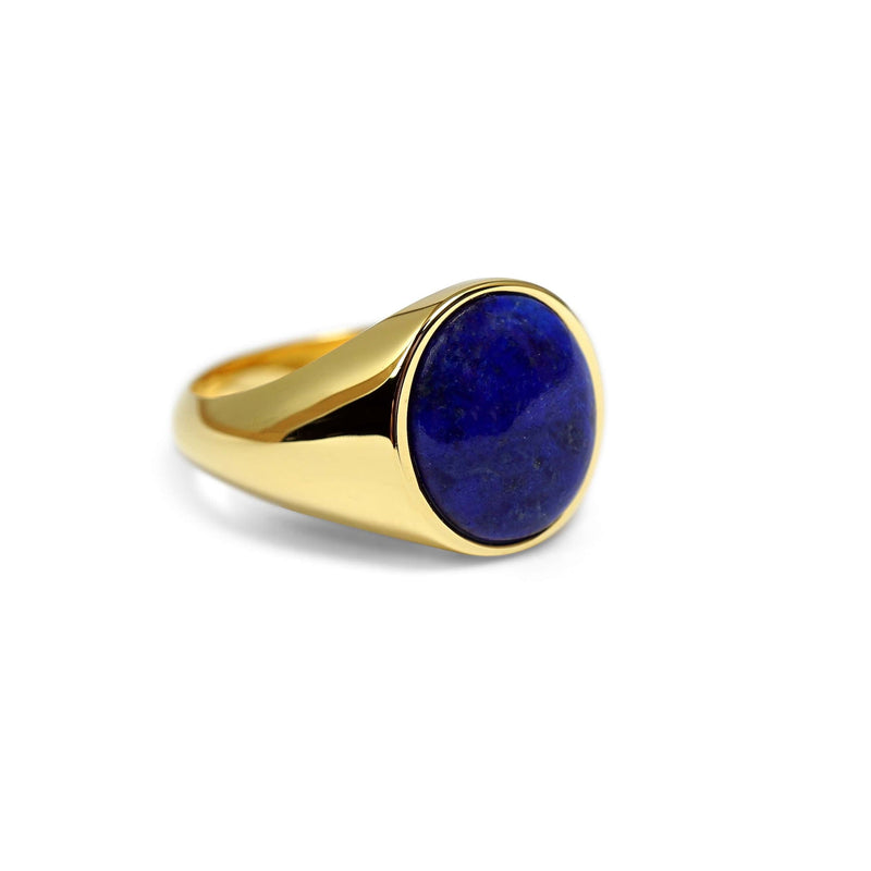 Klassischer Herrenring mit Lapislazuli Naturstein, vergoldet auf 925 Sterling Silber Sprezzi Fashion