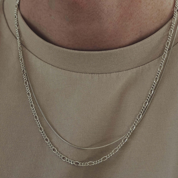 Handgefertigte Herren Halskette aus 925 Silber im Figaro Design verstellbare Länge ideal als Geschenk Sprezzi Fashion