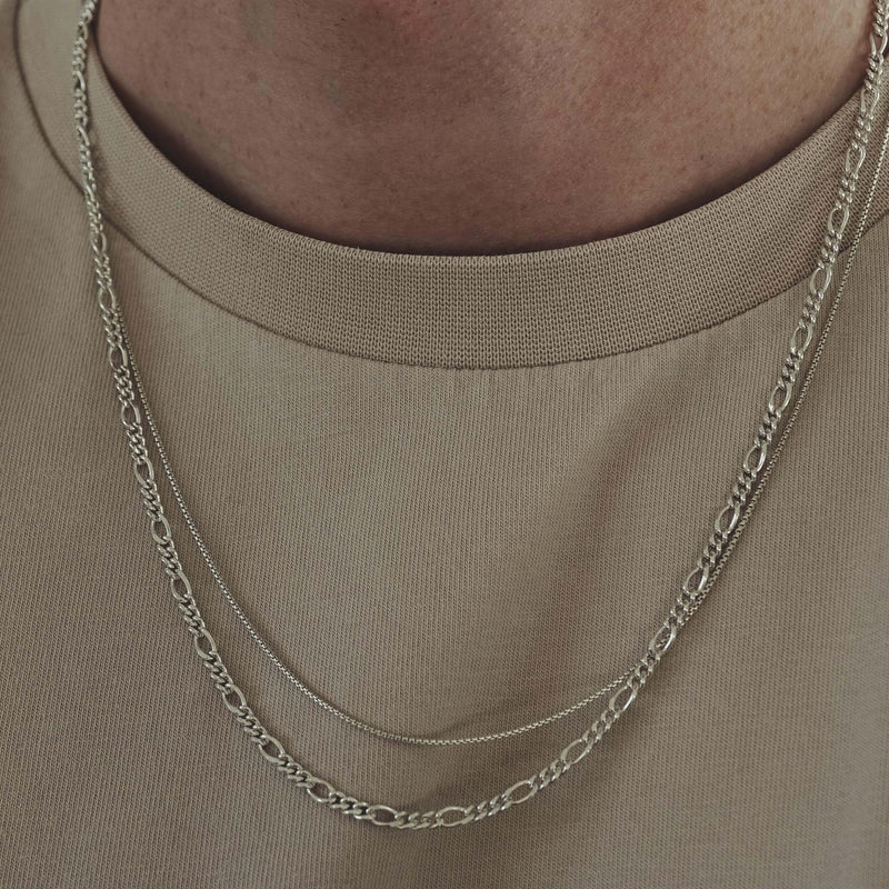 Handgefertigte Herren Halskette aus 925 Silber im Figaro Design verstellbare Länge ideal als Geschenk Sprezzi Fashion