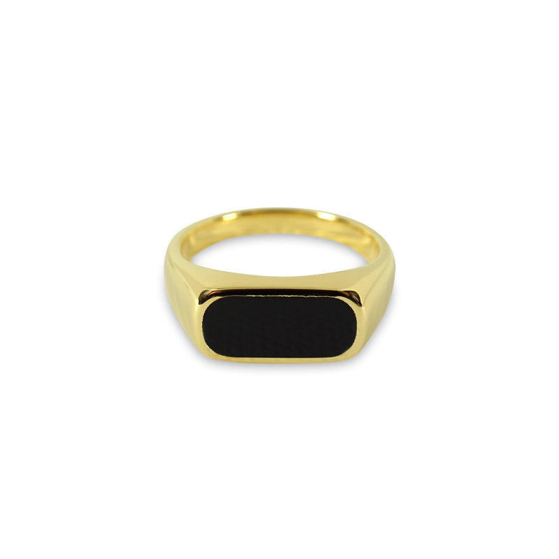 Stilvoller Herren Schmuckring mit Onyx Stein und 18k Gold Beschichtung handgefertigt Sprezzi Fashion