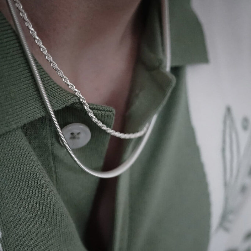 Herren Schmuckset mit Snake und Rope Halsketten aus 925 Silber stilvoll verarbeitet Sprezzi Fashion