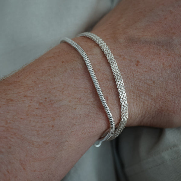 Bracelet homme Snake de haute qualité en argent sterling 925 avec finition brillante pour un look moderne Sprezzi Fashion