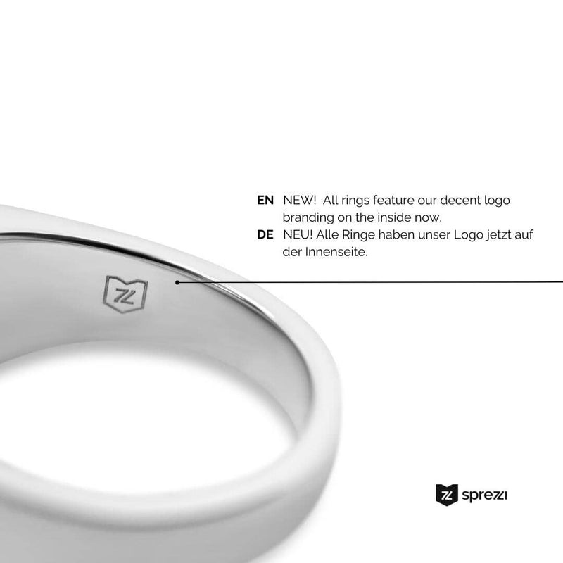 Moderner Herrenring aus Silber mit eingraviertem Sprezzi Logo auf der Innenseite hochwertiges Design Sprezzi Fashion