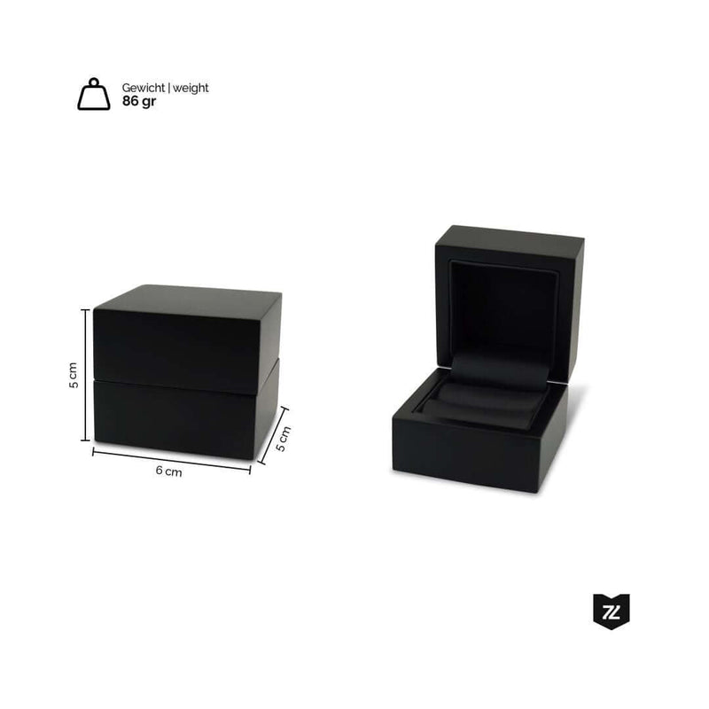 Hochwertige Ringbox mit weichem Samtfutter in Schwarz mit einem Gewicht von 86 Gramm perfekt für stilvolle Präsentationen Sprezzi Fashion