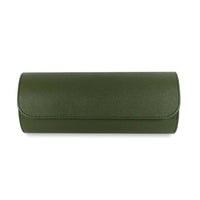 Khaki Leder Uhrenrolle für drei Uhren in edlem Saffiano Design handgefertigt aus echtem Leder mit weichem Wildleder Innenfutter für stilvolle Aufbewahrung Sprezzi Fashion