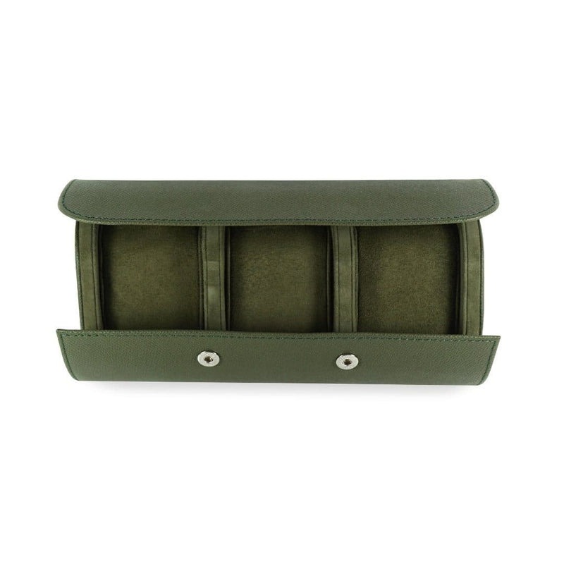 Khaki Uhrenrolle aus echtem Leder handgefertigt mit klassischem Design für drei Uhren ideal für sichere Aufbewahrung und Reisen Sprezzi Fashion