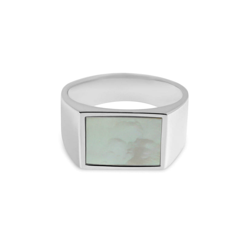 Klassischer Herren Siegelring aus 925 Sterling Silber mit eleganter Mother of Pearl Einlage Sprezzi Fashion