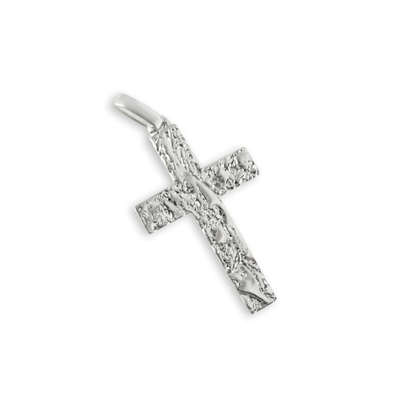 Moderner Kreuzanhänger für Herren aus 925 Sterling Silber mit Raw Design handgefertigt und exklusiv bei Sprezzi Fashion