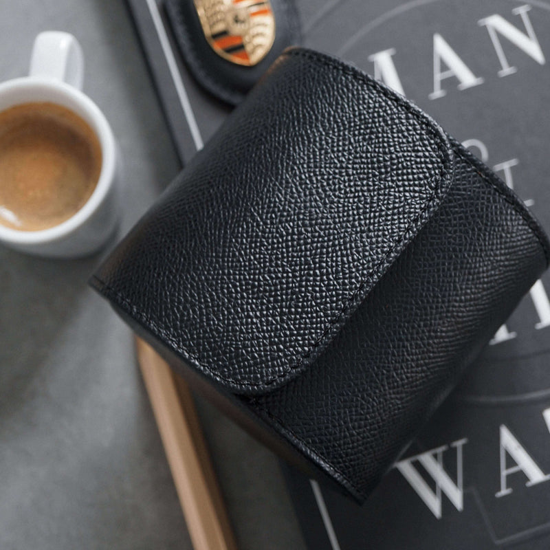 Edles schwarzes Leder-Uhrenetui als perfektes Geschenk für Männer mit luxuriöser Geschenkverpackung Sprezzi Fashion