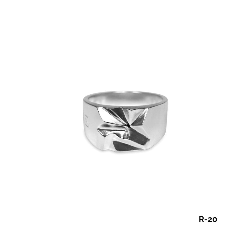Moderner Herren Notch Ring aus 925 Silber mit strukturierter Oberfläche Sprezzi Fashion