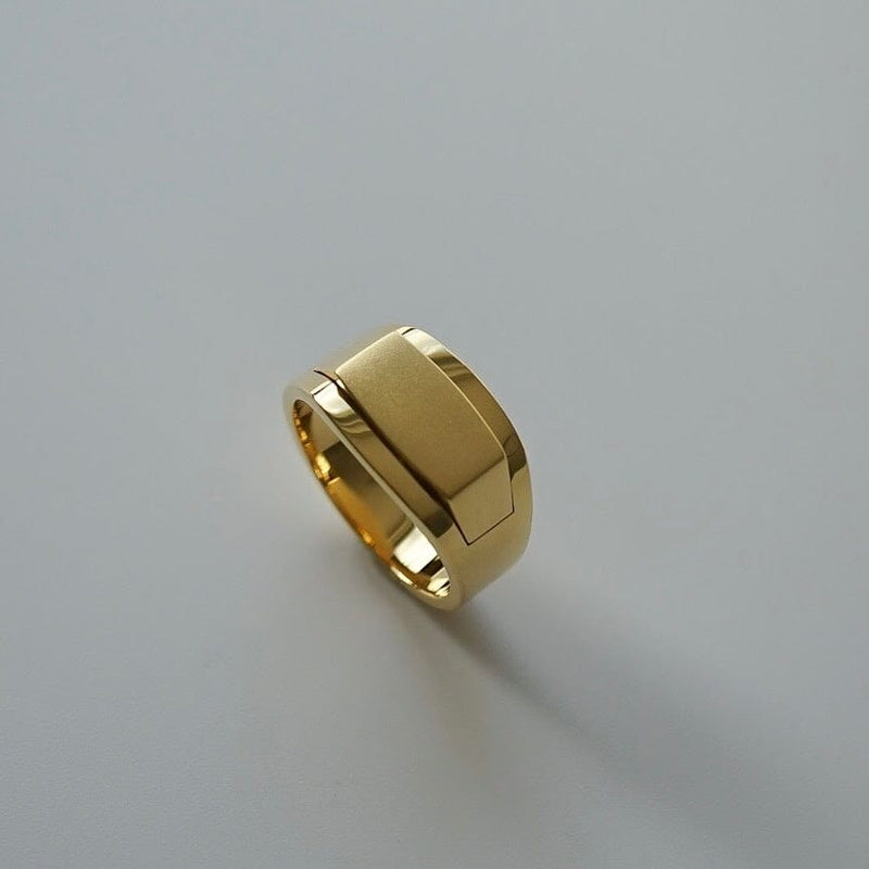 Minimalistischer Edgy Ring Gold 18k vergoldet aus 925 Sterling Silber handgefertigt elegant stilvoll fuer Maenner Sprezzi Fashion
