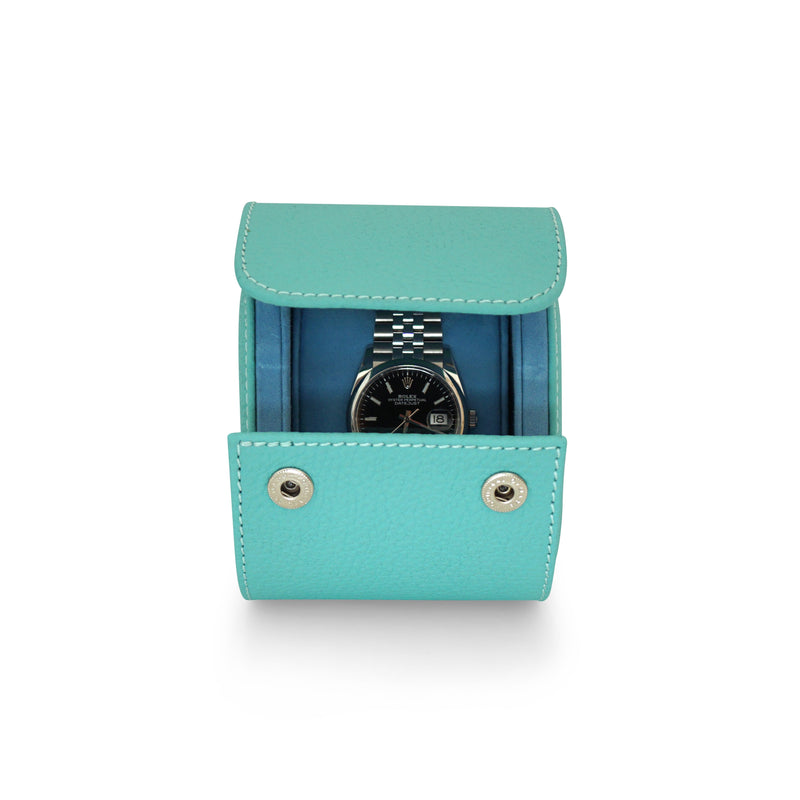 Minimalistische Leder Uhrenrolle in türkis für eine Armbanduhr mit zeitlosem Design und stilvollem Schutz Sprezzi Fashion